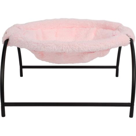 Lit hamac pour chat, Structure Stable, doux, confortable, respirant, chaton surélevé, pour la maison, Style peluche d'intérieur, rose (1/5)