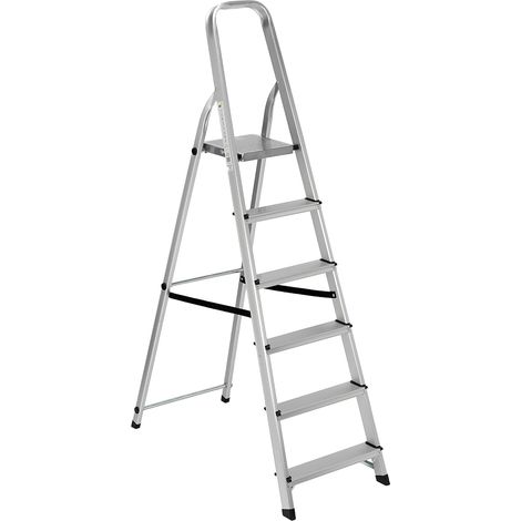 scala alluminio essenza "everest" con 6 gradini e portata massima 150 kg, 105x47x172 cm