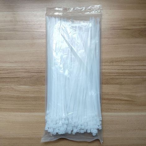 Lot De 250 Serre-Câbles Auto-Bloquants Blancs 300 Mm X 4,8 Mm Pour Gestion Câbles Jardinage Électrique (1/4)