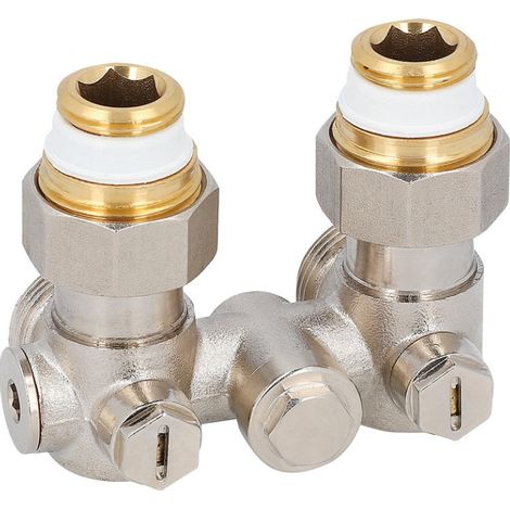 Bloc de robinet monotube pour raccordement de radiateur DN 15 - 1/2 FF, version équerre