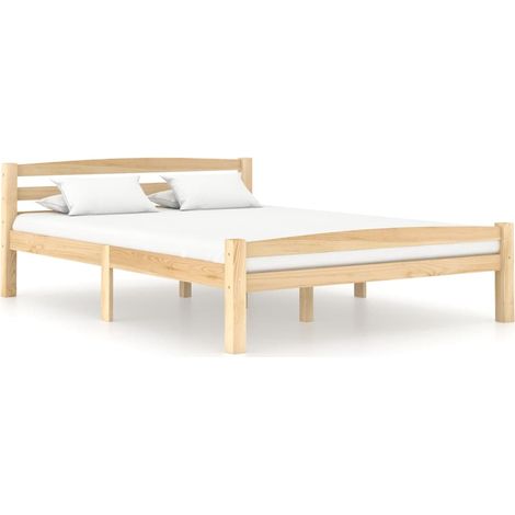 Lit double-120 x 200 cm, Cadre de lit, Lit adulte, Structure de lit Bois de pin massif PDKEI96746 (1/5)