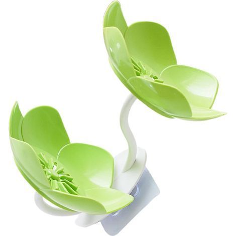 Porte-savon mural adhésif puissant avec motif lotus - Base drainante sans perçage - Installation pour douche, baignoire, cuisine, salle de bain - Support mural amovible (1/5)