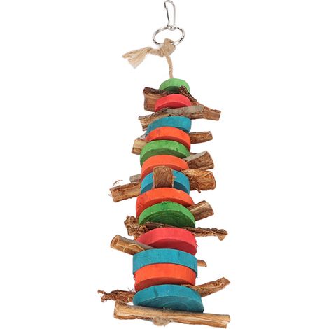 Jouets à mâcher pour perroquets en écorce naturelle, anti-stress, jouets à mâcher suspendus en bois coloré pour oiseaux (1/5)
