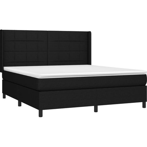vidaXL Sommier à lattes de lit avec matelas Noir 160x200 cm Tissu (1/5)
