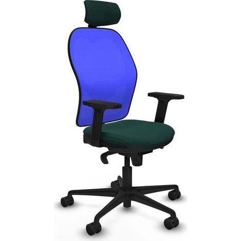 Jorquera sincro malla azul similpiel verde botella brazos 2D base nailon cabecero 2D ruedas 65mm nailon (1/5)