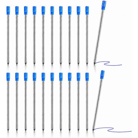 20 x Replaceable Ballpoint Pen Refills, 0.8 mm Bullet Tip, Blue Ink, Smooth Writing and Quick Dry, Compatible with Pens and Refills, Metal Ballpoint Pen for Supplies (1/5)