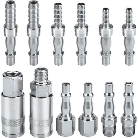 Lntyq Tuyau De Conduite D'air Compresseur Raccord Coupleur D'air et Kit Plug Couplings Connecteur Mâle Femelle, BSP 1/4" pour tuyau de 6, 8 et 10 mm