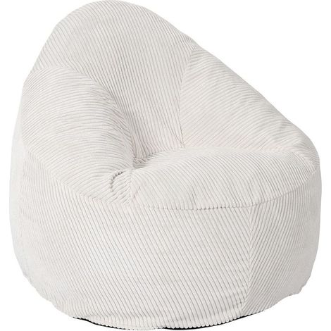 Chauffeuse poire en mousse et tissu velours côtelé écru - AMORY (1/5)
