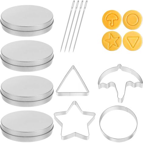 Lot de 12 Outils Pour Bonbons Sucre Coréens, Emporte-Pièces en Acier Inoxydable Pour Moule Biscuits, Moules à Sucre en Forme de Parapluie Triangle Étoile Rond Pour la les jeux de Biscuits (1/5)