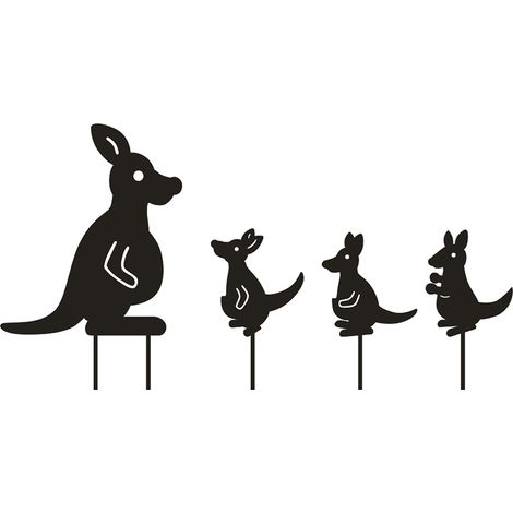 4 Pièces En Métal Décoration Jardin Silhouette Kangourou, Statue Creuse pour Pelouse et Cour (1/5)