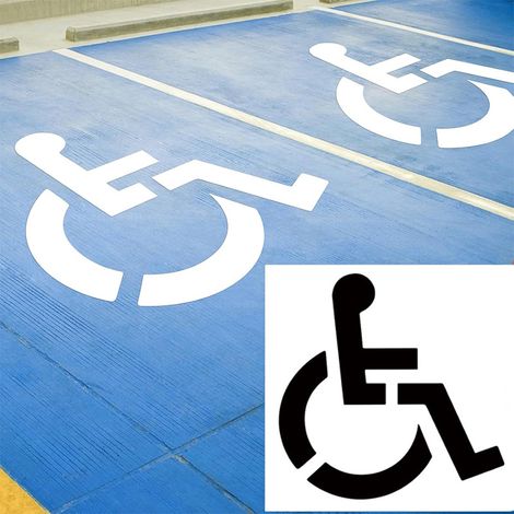 Gabarit pour places de stationnement réservées aux personnes handicapées, symbole de fauteuil roulant en silicone réutilisable pour la signalisation des places de stationnement accessibles (1/5)