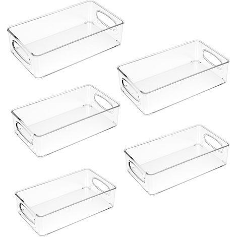 Organisateur Frigo, Organisateur Réfrigérateur, Bacs de Rangement, boîtes de rangement empilables pour réfrigérateurs Armoires Garde-Manger Salle de Bain (1/5)