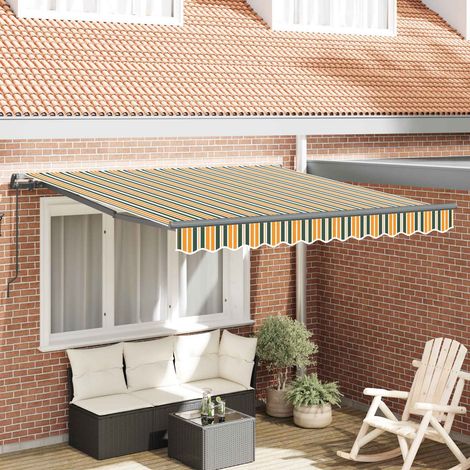 Auvent Rétractable-Store banne Vert et jaune 350 x 250 cm 118541 (1/5)