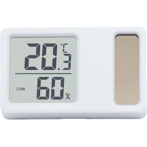 Solarbetriebenes Thermometer und Hygrometer für den Bürogebrauch, Temperatur- und Feuchtigkeitsanzeige mit LCD-Bildschirm für Zuhause, Kinderzimmer, Büro (1/4)