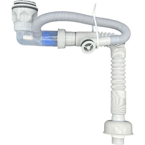 Bonde de lavabo avec trop-plein, dalle de pierre anti-odeurs cintrée à chaud, tuyau de vidange intégré (1/2)