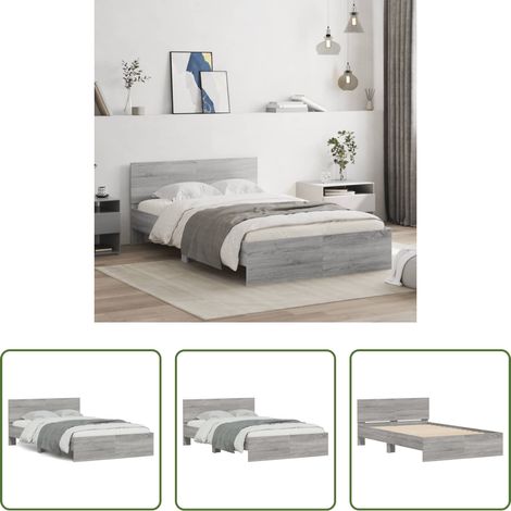vidaXL Estructura de cama con cabecero gris Sonoma 120x190 cm (1/5)