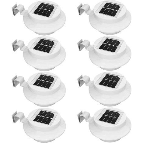 8er-Packung solarbetriebene weiße Dachrinnen-Wandleuchten, wasserdicht (1/5)