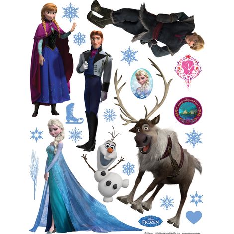 sticker mural La Reine des neiges bleu, marron et violet  - Disney