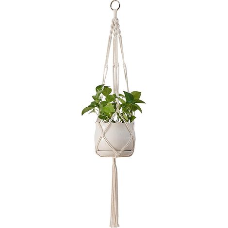 Support suspendu pour plante en macramé de 104 cm 41 pouces avec corde coton et anneau métal (1/5)