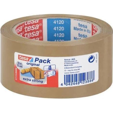 Tesa Cinta de Embalaje de PVC 57173 Marrón 50x66 m Paquete de 6