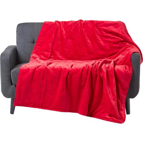 HOMESCAPES Red Velvet Quilted Throw, 125 x 150 cm
