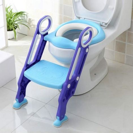 Siège de Toilette Enfant Pliable et Réglable, Reducteur de Toilette Bébé Bleu-violet (1/4)