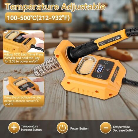 NALOOKAMIC Fer à Souder Sans Fil Pour Batterie Dewalt 18V/20V, Chauffage Rapide, Station de Soudage LCD Numérique électrique, Fer à Souder Réglable Portable Pour Bricolage, réparation d'appareils