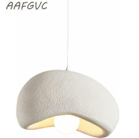 Suspension moderne en polystyrène 40cm – Lampe suspendue E26 pour cuisine et restaurant – Hauteur réglable – Style wabi-sabi