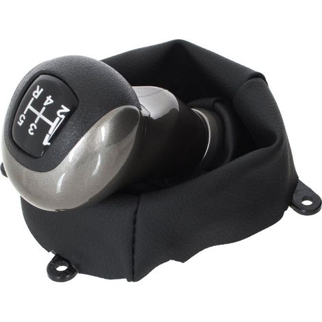 Pomello del cambio a 5 marce grigio-nero per Honda Civic VIII 2005- + cuffie nere con cornice (1/5)