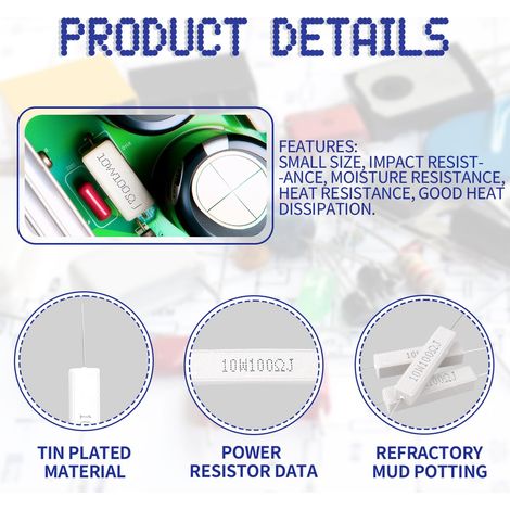 10 Stück Innfeeltech 10W Keramik-Widerstand – 1 Ohm, ±5% Toleranz, Für DIY & Experimente