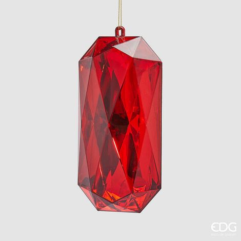 EDG Enzo De Gasperi Decoro Diamante Rettangolare di Natale da Appendere H 19,5 Cm L 9,5 Cm L 7 Cm Pp Red