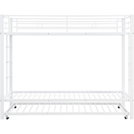 Lettino a castello in metallo bianco 90 x 200 cm con letto estraibile (1/5)