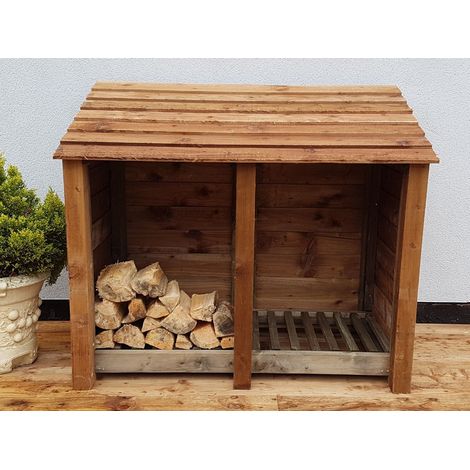 Wooden Log Store, W146xH126cm (Brown finish)