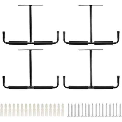 Lot de 4 crochets de rangement en métal pour plafond de garage, muraux, crochets de plafond, crochets utilitaires robustes, support d'échelle pour vélo, outils en bois et autres objets encomb (1/5)