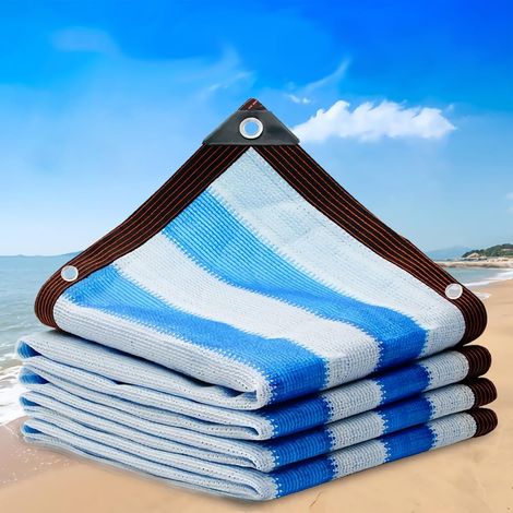 1 Voile d'ombrage, HDPE, protection UV 80-95%, œillets métalliques, bordures renforcées, pour jardin, terrasse, piscine, bleu ou blanc, 1x3m (1/5)