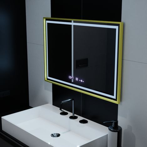 Miroir LED Rectangulaire 100x65 Desembuage Thermometre Gradable (1/5)