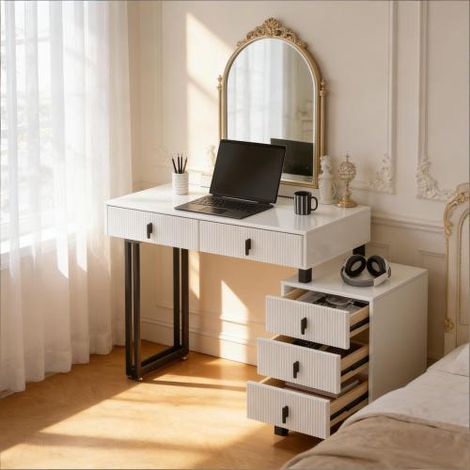 Table pratique, dressing table de style moderne, design extensible bureau (seulement avec table de maquillage)