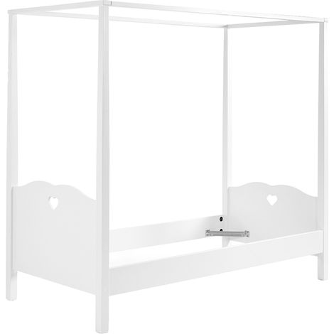 Lit à Baldaquin 90x200 Sommier Inclus Vipack Amori - Blanc (1/3)