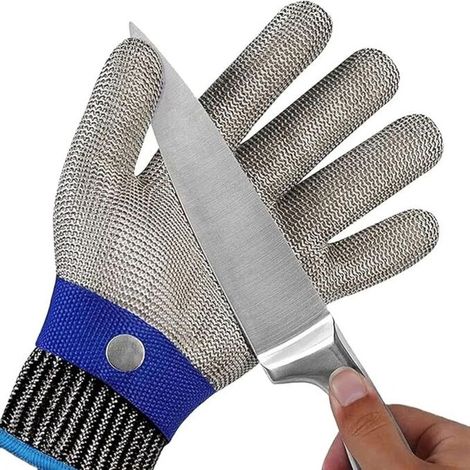Gants Anti-Coupure Niveau 9, Protection Cuisine et Huître, Maille Acier Inoxydable pour Boucher, Découpe de Viande (Taille XL) (1/5)
