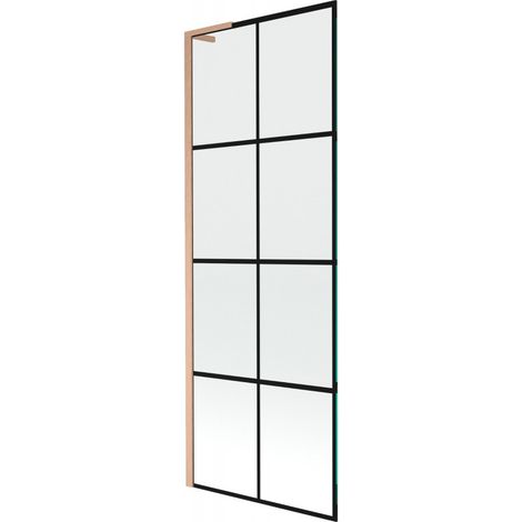Mexen Next L Badewannenabtrennung 1-flügelig 70 x 150 cm, schwarzes Muster, gebürstetes Kupfer - 895-070-000-03-77-65 (1/5)