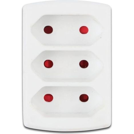 Adaptateur 3 Voies 10 A, Couleur Blanche, idéal pour connecter Plusieurs appareils électriques dans Les Maisons et Les Bureaux. (1/2)