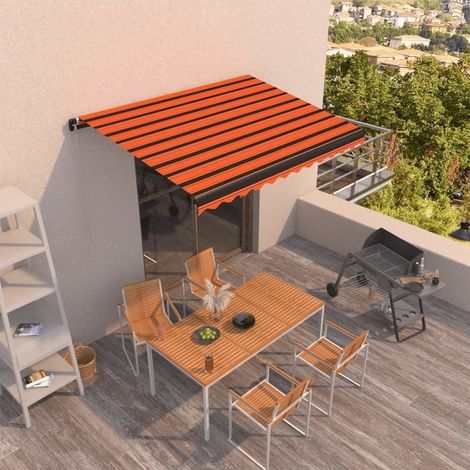 vidaXL Manual Retractable Awning 400x300 cm Orange and Brown (313231+46861)