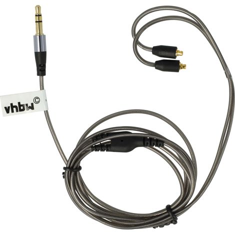 vhbw Audio AUX Cable compatible with Shure SE215, SE315, SE425, SE535, SE846 Headphones - Audio Cable, 3.5 mm Jack, 120 cm Grey