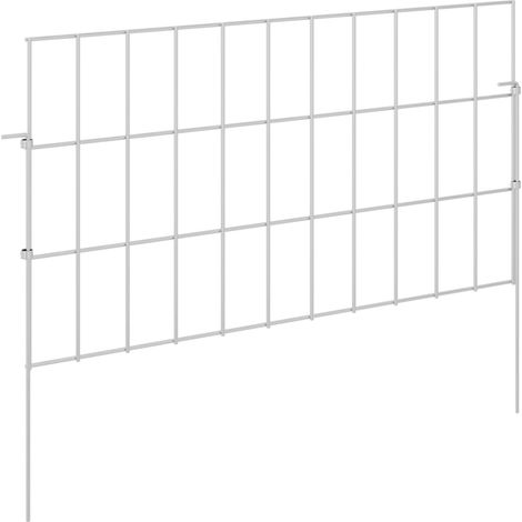 Garden Fence with Stakes 24 pcs 55 x 30 cm Mesh Silver vidaXL