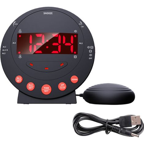Réveil noir extra fort avec secoueur de lit (1/5)