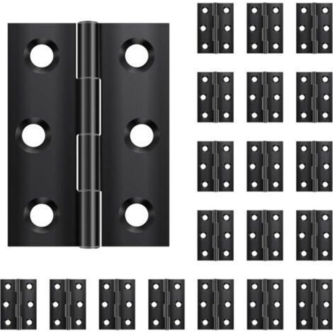 [JAMAIS UTILISÉ] Lot de 20 charnières pliables 44 mm × 31 mm, en acier inoxydable, noires, petites charnières, pour portes, fenêtres, armoires avec 60 vis (1/4)