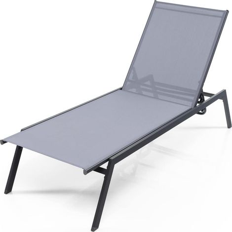Sedia sdraio patio lounge 6 posizioni regolabili Sedia reclinabile acciaio resistente tessuto PE (1/3)