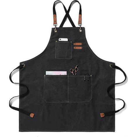 SABIR Tablier Unisexe Cowboy Café Boutique Barbier Restaurant Vêtements Travail Hommes Femmes Peinture Tablier Travail Cuisine ,(Color : Black, Size : OneSize) (1/5)