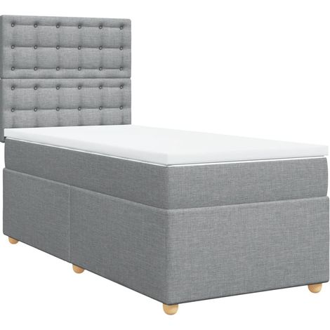 Maison Exclusive - Cama box spring con colchón tela gris claro 90 (1/5)