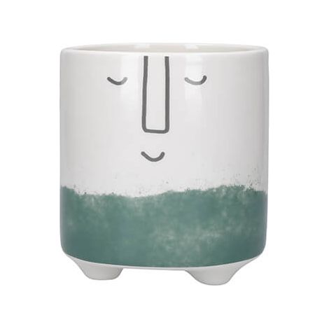 KitchenCraft Green Happy Face Design Ceramic Pot